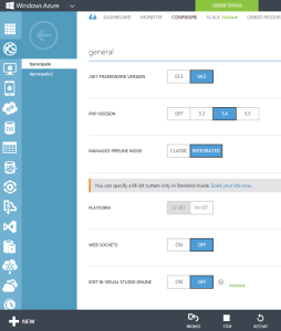 Configure Azure Website